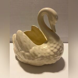 Vintage Ivory Swam Ceramic Planter or Dish